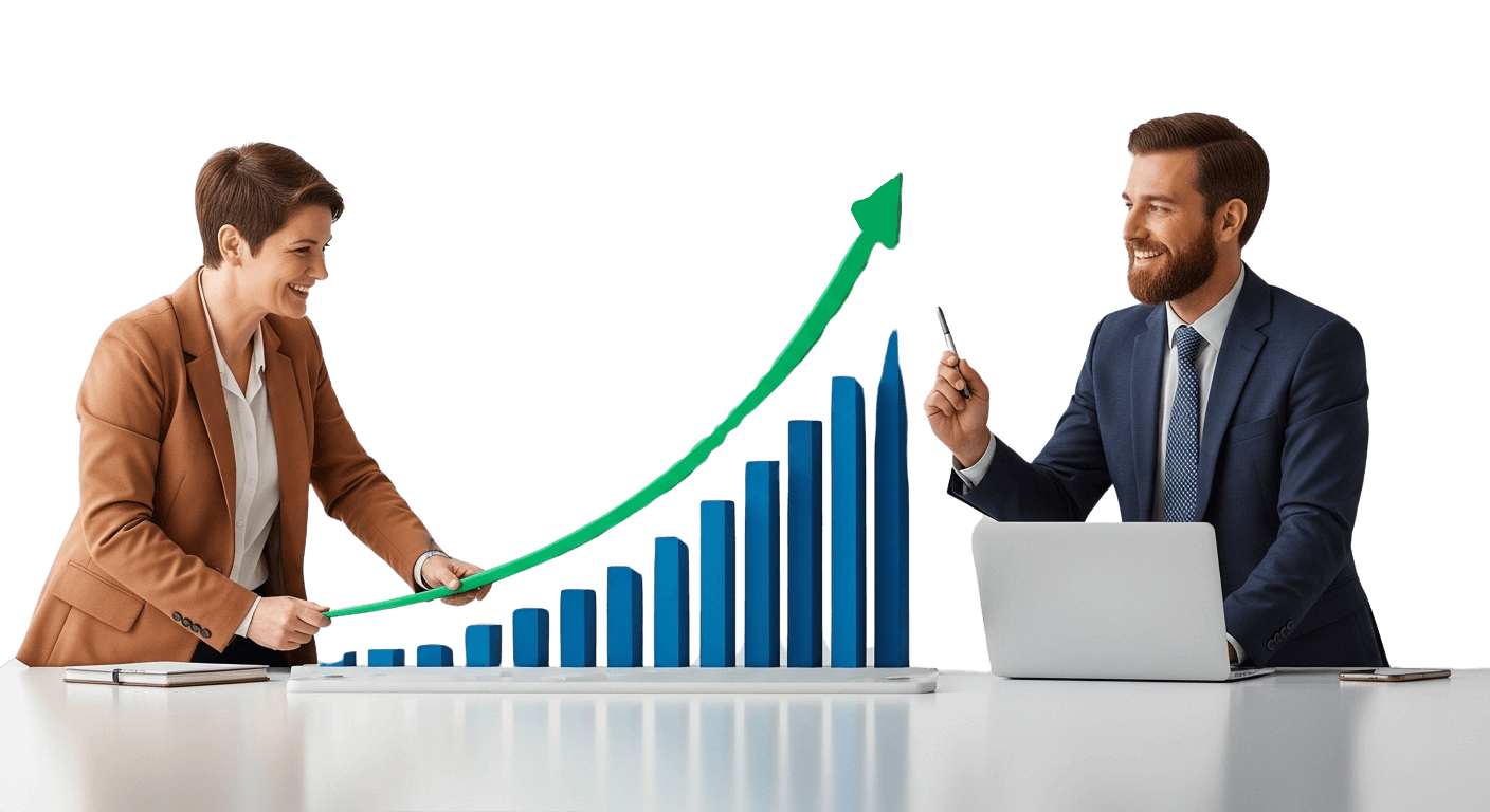 Gráfico de ROI mostrando crescimento e retorno sobre investimento em TI com Colobe IT Solution